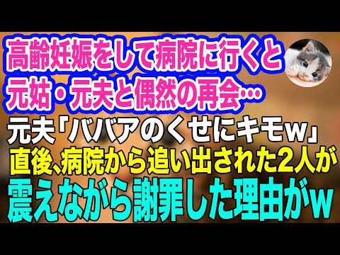 高齢妊娠をし病院に行くと、私をいびっていた元姑・元夫に偶然再会。元夫「ババアのくせにキモｗ」→しかしその直後、突然病院から追い出される2人…。実はｗ【スカッとする話】