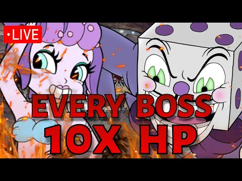 *LIVE* Beating Cuphead EXPERT mode but every boss has 10X HP || The Chickeninja Mod (Stream 8)