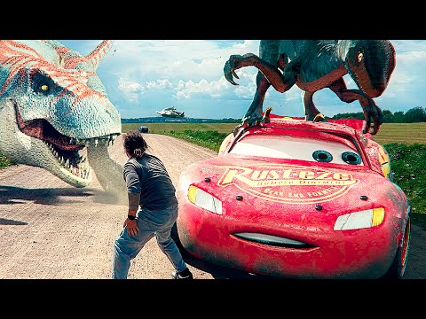 Lightning McQueen Escape the Dinosaurs | Cars of the Wild | Pixar Cars in real life