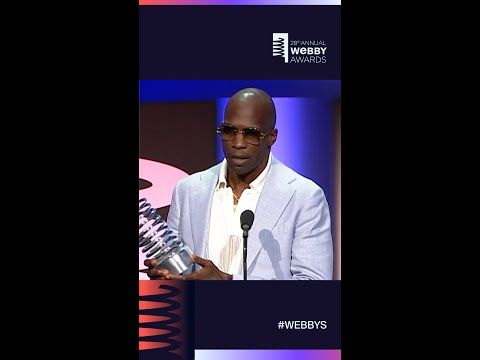 Chad Ochocinco accepts his award at the 28th Annual Webby Awards.