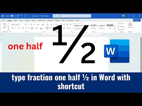 type fraction one half ½ in Word with shortcut