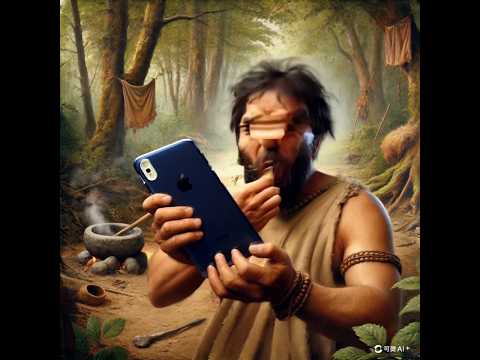 Strange AI Video: Caveman Eats a Smartphone #funny #ai