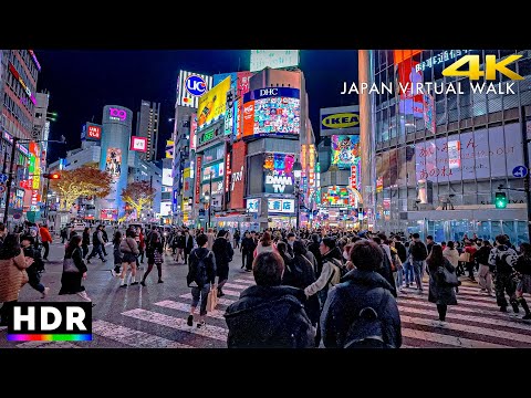 Tokyo Japan - Shibuya evening walk • 4K HDR