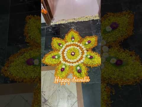 Diwali special easy flower rangoli #flowerrangoli #diwalispecial #diwalivibes #diwalirangoli #viral