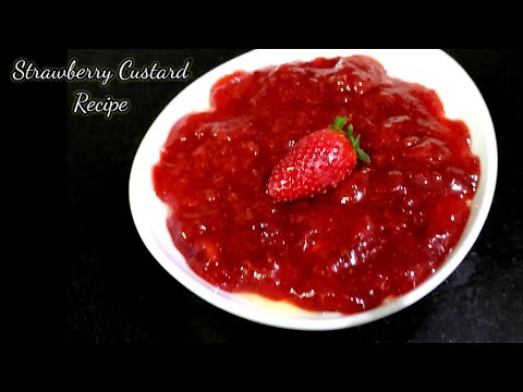 strawberry custard recipe | Video No. 130 | how to make strawberry pudding