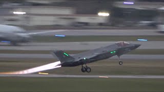 F-35B夜間訓練へ、嘉手納です。見事過ぎるアフターバーナーまるで絵に描いた様、