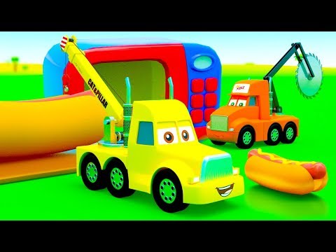 Trucks Change Wheels with Sausages! City of Little Cars stories: Truck Big Mike and Giant Hot Dog