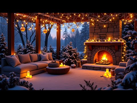 Winter Porch Evening in the Forest ❄️Relaxing Snowfall & Crackling Fire for Sleep