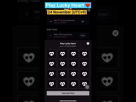 【Heart ❤️Airdrop】24&25 November | Play Luckey Heart | Daily Combo #heart #combo #airdrop #telegram