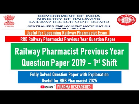 Railway Pharmacist previous year question paper 2019 Shift 1 II Preparation strategy