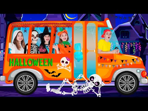 🎃Halloween Wheels on the Bus 🚌 Kids Songs 🎵 Nick and Poli