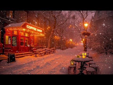 Deep Jazz Music for a Calm Mood ☕ Snowy Outdoor Coffee Ambience and Rhythmic Piano Jazz for Relax ❄️