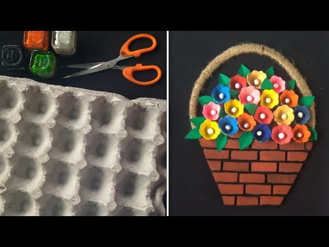 diy easy and beautiful wall hanging making with egg tray #handmade #homedecor #wallhanging #craft.."