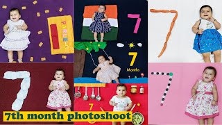 7 month Baby PhotoShoot Ideas at Home,Half birthday photoshoot,DIY monthly baby photo,baby milestone