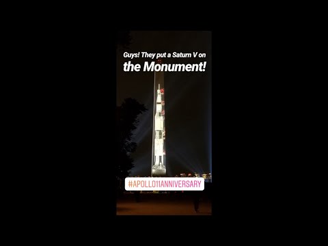 Apollo 11 Saturn V Rocket Displayed on the Side of the Washington Monument!