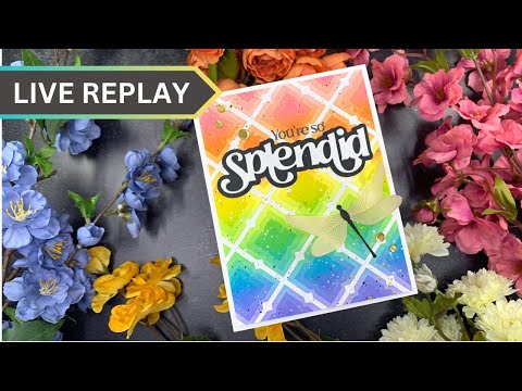 🟣LIVE REPLAY! Rainbow Ink Blend Dragonfly Card | Simon Says Stamp