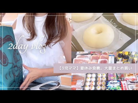 【vlog】 🍉3児ママの夏休み2days | 食品まとめ買い♡ | お家プール準備から夕飯まで☺︎