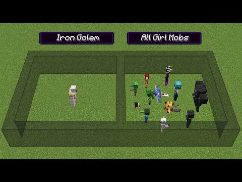 All Girl Minecraft Mobs VS Iron Golem (but golem doesn't like girl)