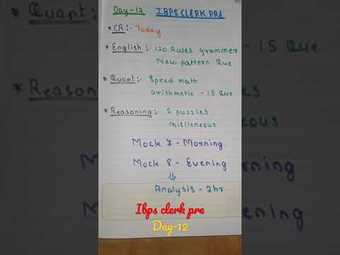 ibps clerk pre to-do list | day-12 | daily target 🎯 |today's tasks 📚 | banking | बैंकिंग | #shorts