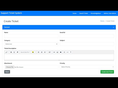 Support Ticket System using PHP and MySQL
