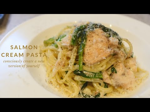 サーモンとほうれん草のクリームパスタ｜Salmon cream pasta