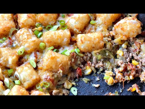 Skillet Tater Tot Casserole with Corn & Zucchini