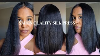 The BEST SILK PRESS on Type 4 Natural Hair |At Home with NO frizz