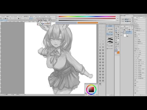 無言で作業垂れ流し【お絵かき/尾丸ポルカ】