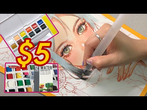 How My Drawing is with CHEAP WATERCOLOR | Huta Chan