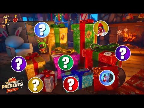 *SPOILERS* ALL 14 Presents Opened EARLY! 🎁 (FREE Fortnite Winterfest Rewards)