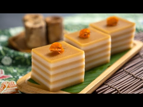 椰糖九层糕 | 天然色素又高颜值的传统娘惹蒸千层米糕 💛 Kuih Lapis Gula Melaka | Nyonya Steamed Layered Rice Cake [小雁/我的爱心食谱]