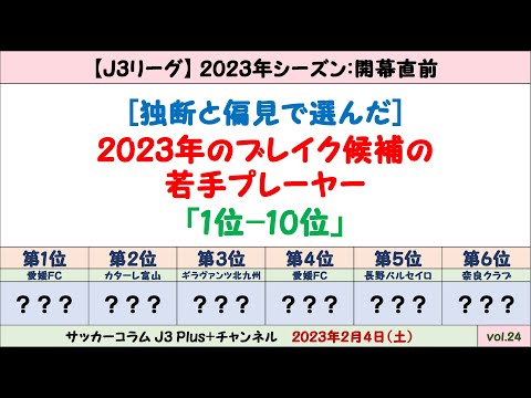 (#22) 【2023年：J3編】 ブレイク候補の若手JリーガーのTOP10(1位-10位)を選んでみた。～愛媛FCから2名！ガンバ大阪から期限付き移籍した18歳の2人も選出！～