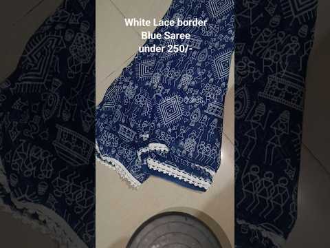 #white lace border blue saree under 250/- #meesho unboxing @VegfoodiesJ