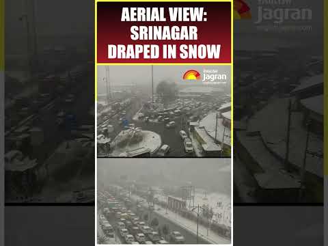 Snow Blankets Srinagar: Stunning Aerial View of the Winter Landscape | #shorts