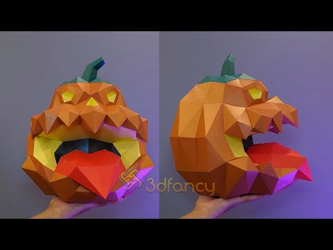 How to make 3D Pumpkin Halloween with Paper | Pumpkin PaperCraft, DIY Low Poly PaperCraft