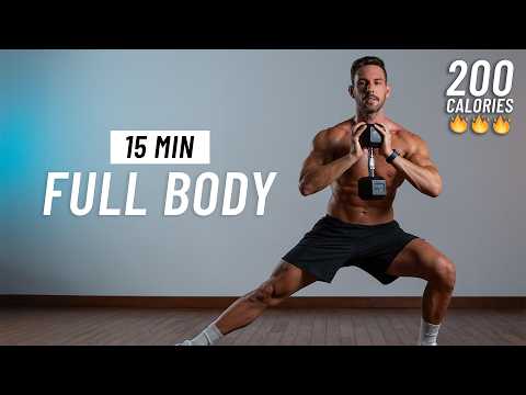 15 MIN FULL BODY HIIT With Weights - No Repeats, No Jumping, Home Workout