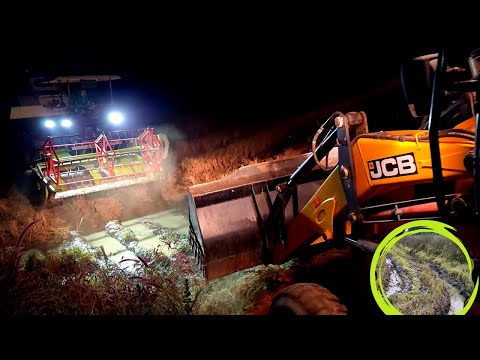 Harvester Stuck in Deep Mud || JCB 3dx Rescue || Insurance on field