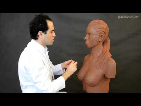 My female head and torso sculpture - statue made out of clay. Guncel Ozturk, MD #DRGO