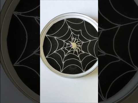 Glowy Speeda Coaster 🤣🕷️🕸️🍵 #resinart #epoxycoaster #glowinthedark #spiderweb