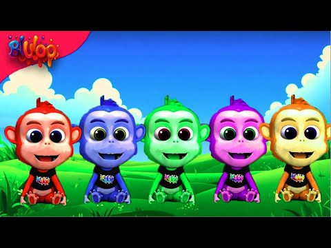 Five Little Monkeys Song | Colorful Monkeys | BluLoo Nursery Rhymes & Kids Songs