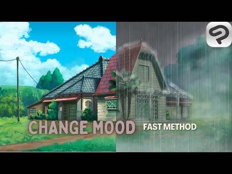 How to Turn Sunny Day Anime Background to Rainy - Clip Studio Paint Drawing Tutorial