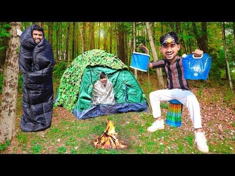 Camping gadgets in deep jungle night survival challenge