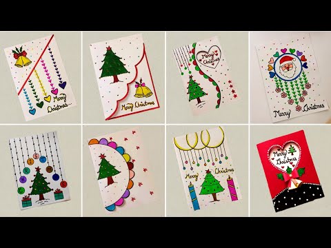 8 Easy white paper Merry Christmas greeting cards|Handmade Christmas cards|DIY Merry Christmas cards