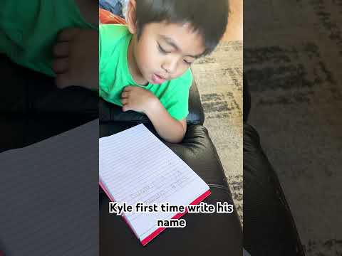 Kyle first time write his name #kyle  #learning #kindergarten #canada #shorts