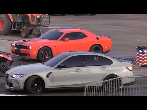 BMW m3 vs Hellcat - Domestic vs Import drag racing