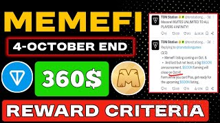 Memefi Eligible Airdrop Criteria 😱 Memefi Farming End Update 💸 Memefi Coin Listing Update  🤑