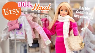 Barbie ETSY Shop Haul! Realistic Doll Clothes & Accessories Review + Christmas Doll Fashion!