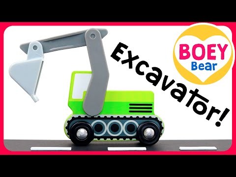 EXCAVATORS for Toddlers! Kids Diggers | 1 year old Baby & Toddler Boy Truck Videos | Boey Bear