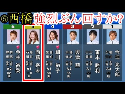 【桐生競艇】強烈ぶん回しなるか？⑤西橋奈未VS①今垣光太郎③興津藍④細川裕子