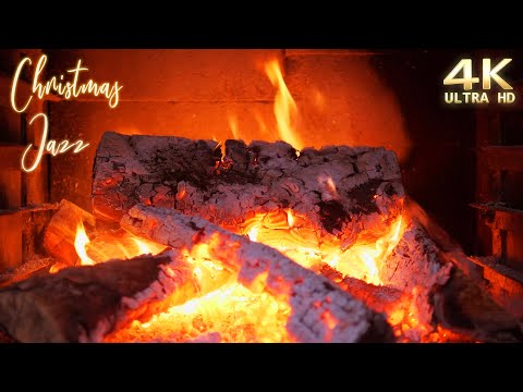 Christmas Fireplace 4K 🔥 Relaxing Christmas Instrumental Jazz Music with Crackling Fire Sounds